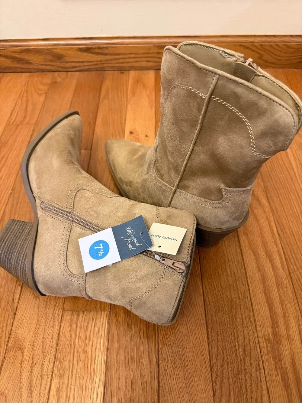 Universal Thread Women's Suede Ankle Booties - Light Tan